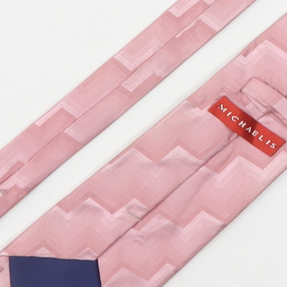 Michaelis Mens Pink Geometric Silk Pointed Tie One Size