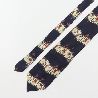 Marks and Spencer Mens Multicoloured Geometric Polyester Pointed Tie One Size - Tasmanian Devil