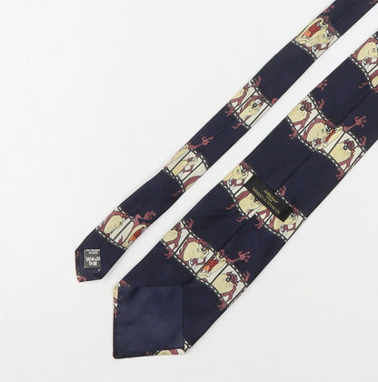 Marks and Spencer Mens Multicoloured Geometric Polyester Pointed Tie One Size - Tasmanian Devil
