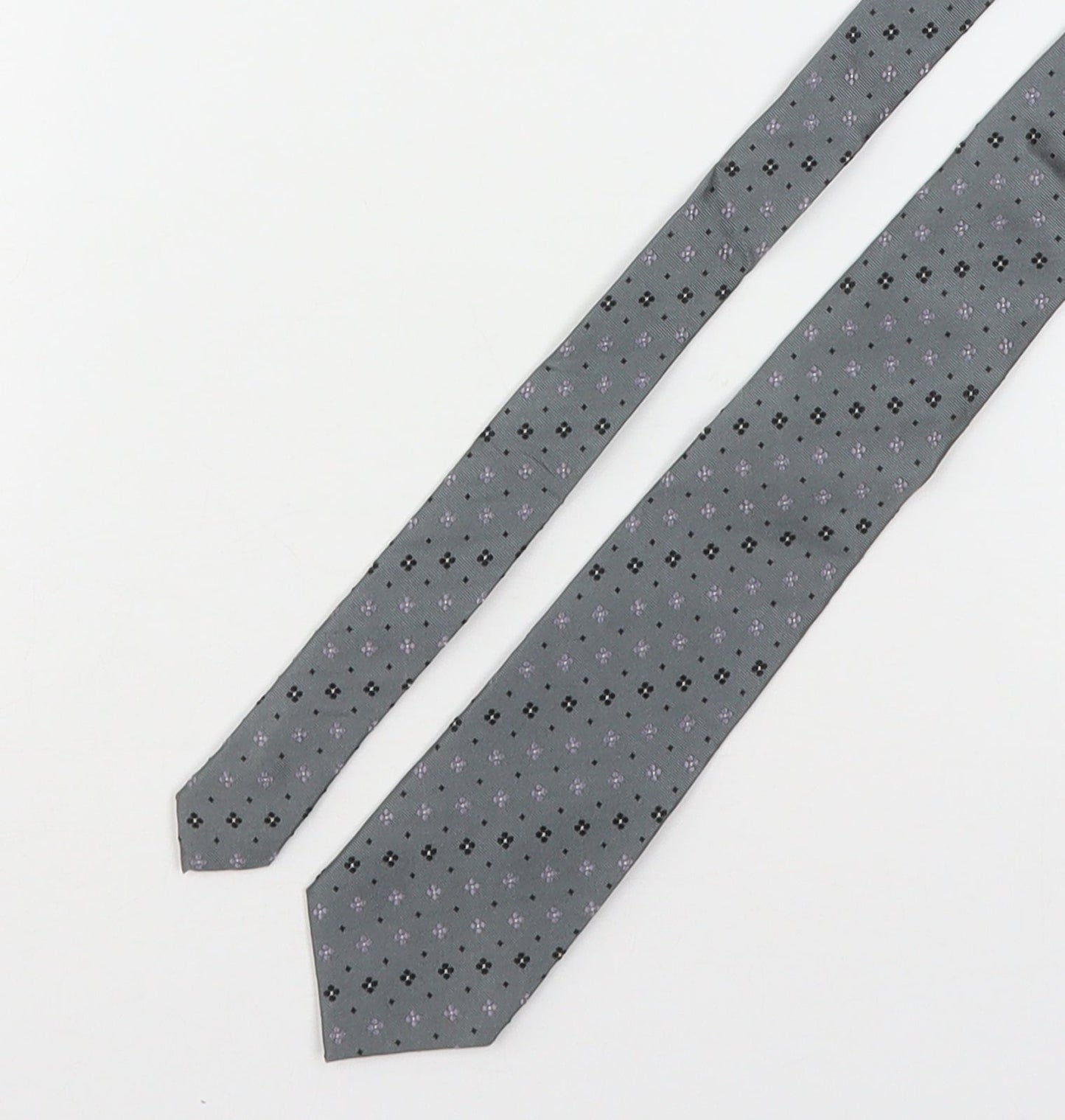 John Lewis Mens Grey Floral Silk Pointed Tie One Size