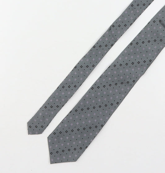 John Lewis Mens Grey Floral Silk Pointed Tie One Size