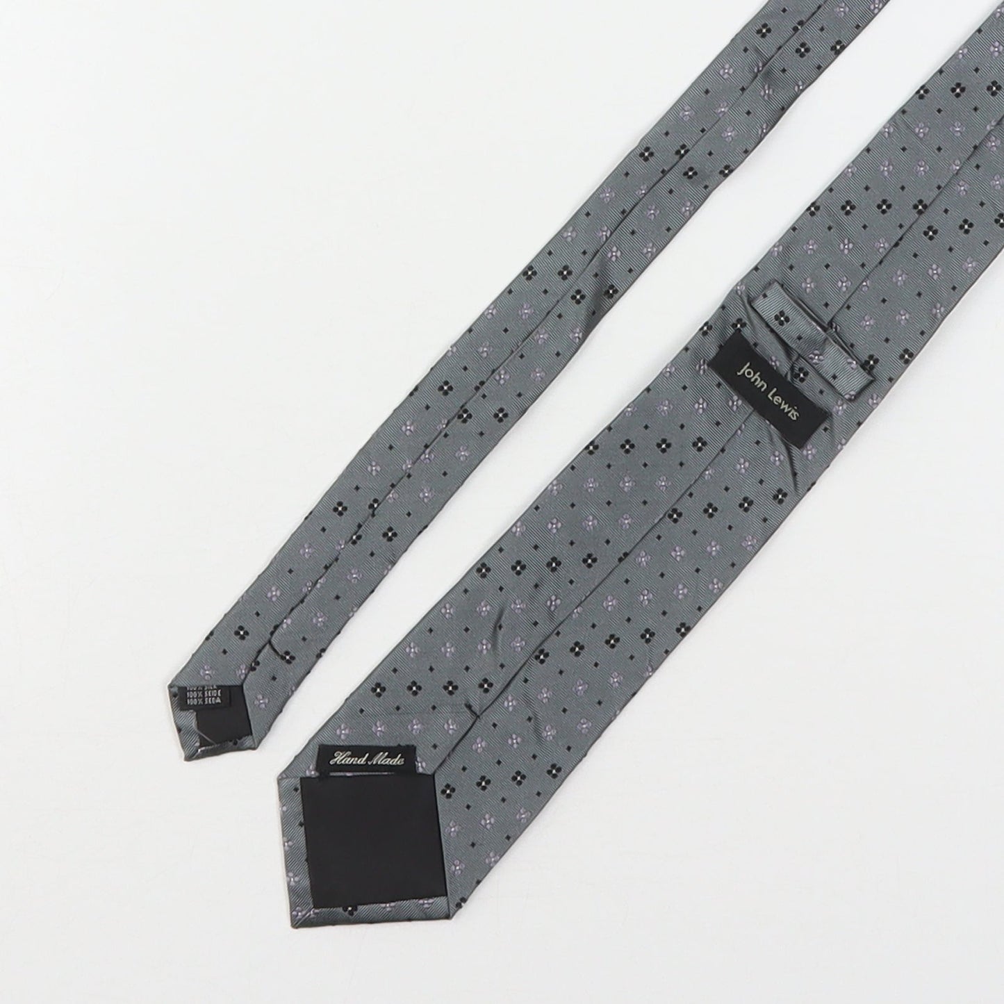 John Lewis Mens Grey Floral Silk Pointed Tie One Size
