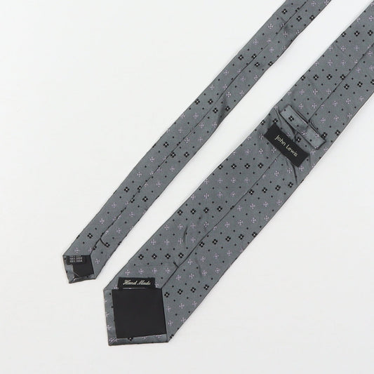 John Lewis Mens Grey Floral Silk Pointed Tie One Size