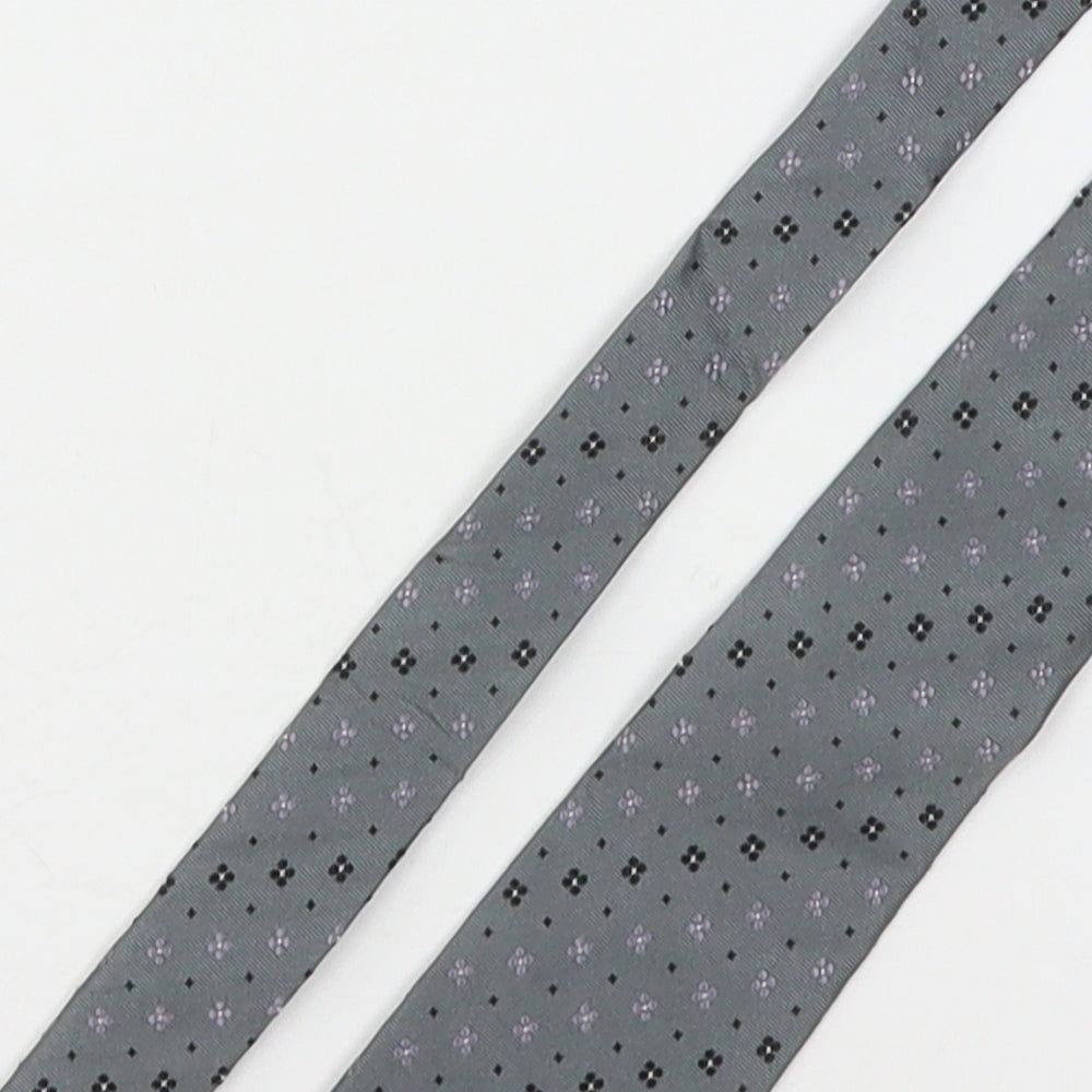 John Lewis Mens Grey Floral Silk Pointed Tie One Size