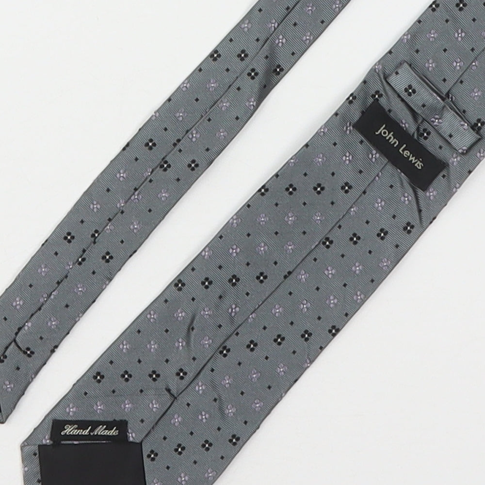 John Lewis Mens Grey Floral Silk Pointed Tie One Size