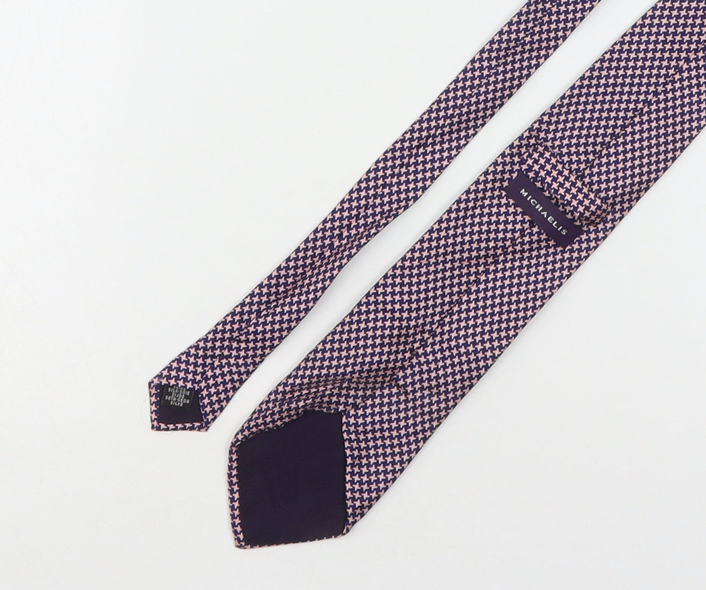 Michaelis Mens Multicoloured Houndstooth Silk Pointed Tie One Size