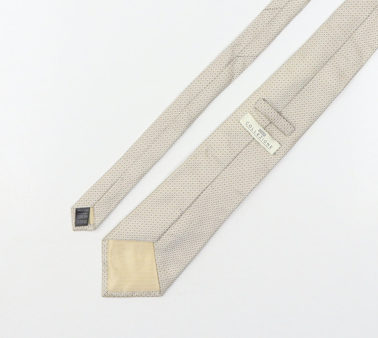 Marks and Spencer Mens Beige Geometric Silk Pointed Tie One Size