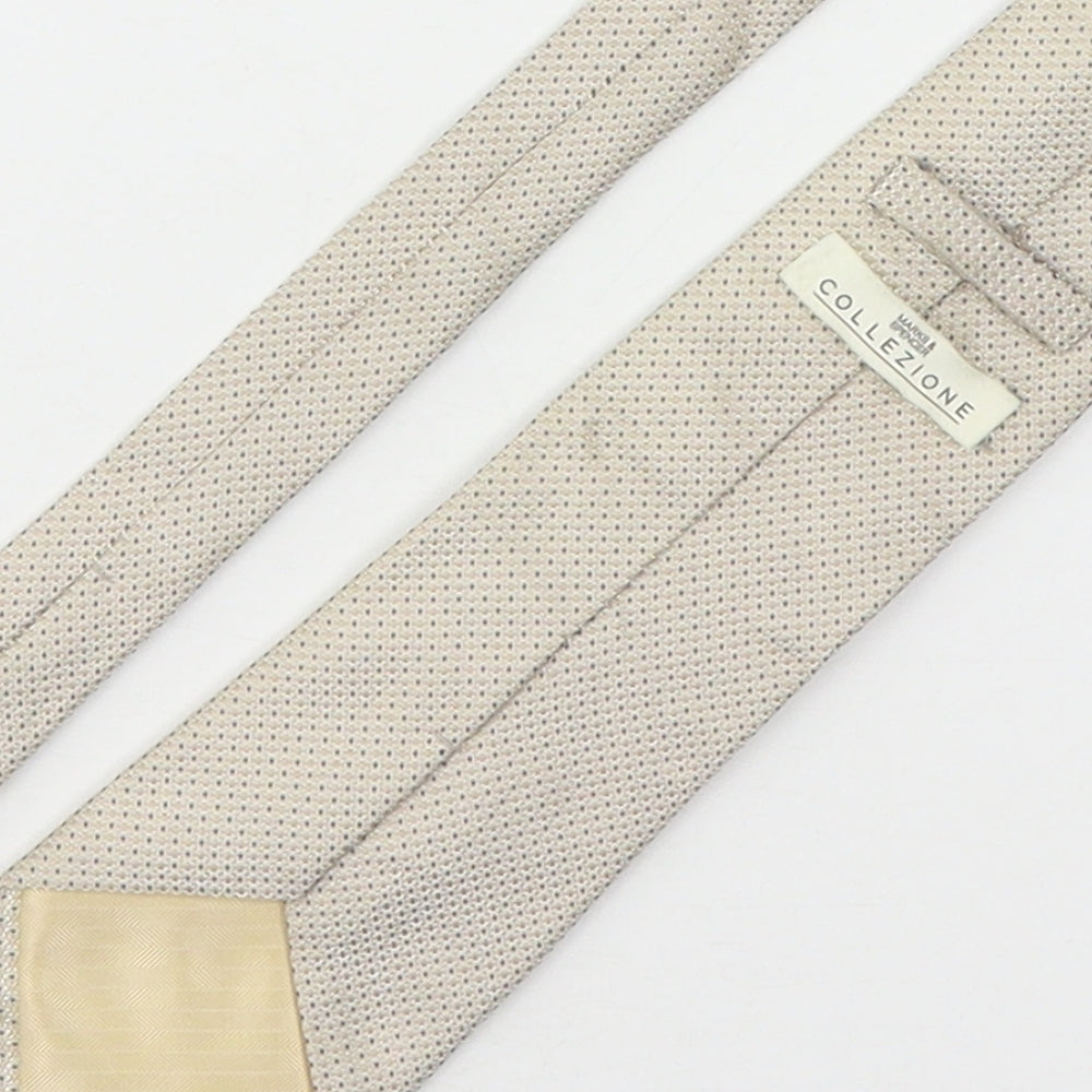 Marks and Spencer Mens Beige Geometric Silk Pointed Tie One Size