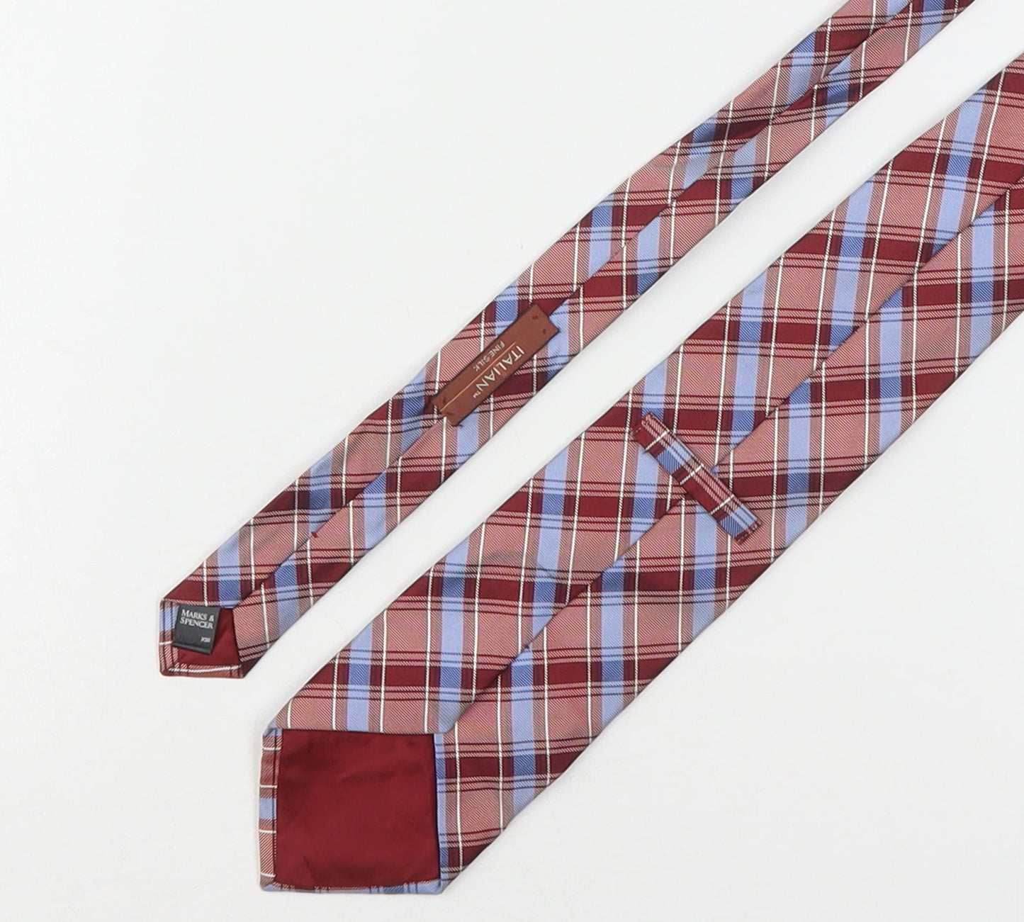 Marks and Spencer Mens Multicoloured Plaids & Checks Silk Pointed Tie One Size
