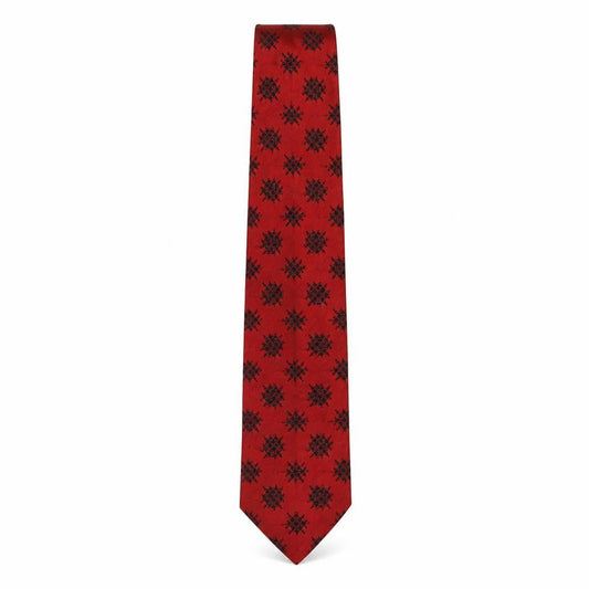 Piscador Mens Red Geometric Silk Pointed Tie One Size