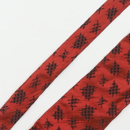 Piscador Mens Red Geometric Silk Pointed Tie One Size