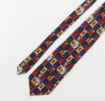 Marks and Spencer Mens Multicoloured Plaids & Checks Polyester Pointed Tie One Size - Looney Tunes