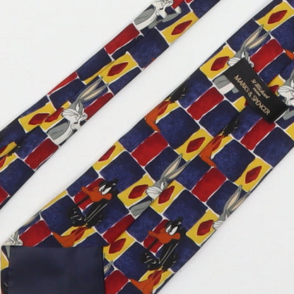 Marks and Spencer Mens Multicoloured Plaids & Checks Polyester Pointed Tie One Size - Looney Tunes