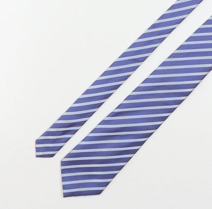 Marks and Spencer Mens Blue Striped Silk Pointed Tie One Size