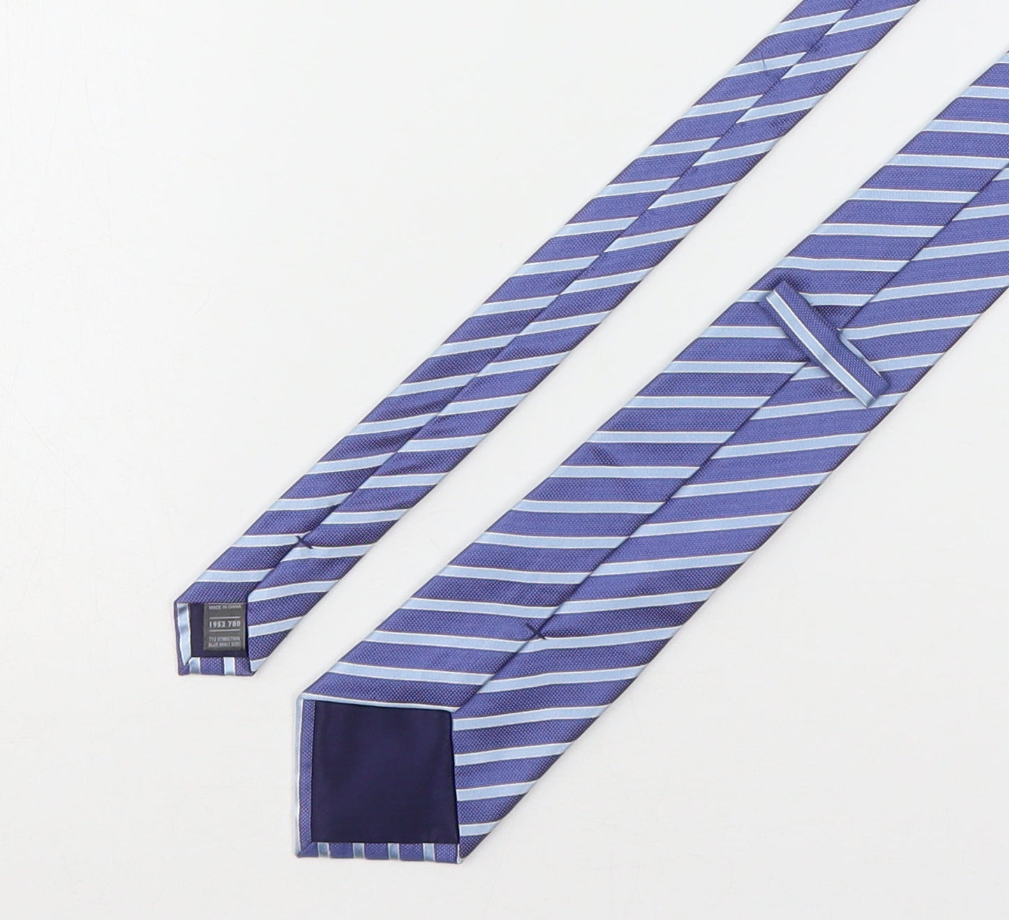 Marks and Spencer Mens Blue Striped Silk Pointed Tie One Size