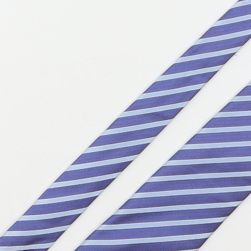 Marks and Spencer Mens Blue Striped Silk Pointed Tie One Size
