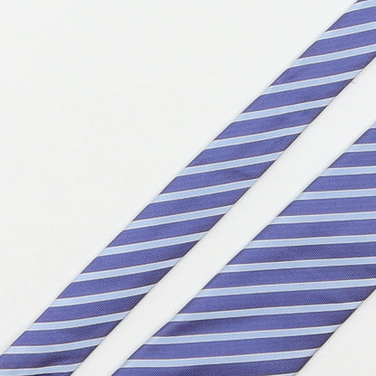 Marks and Spencer Mens Blue Striped Silk Pointed Tie One Size
