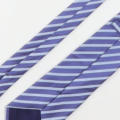 Marks and Spencer Mens Blue Striped Silk Pointed Tie One Size