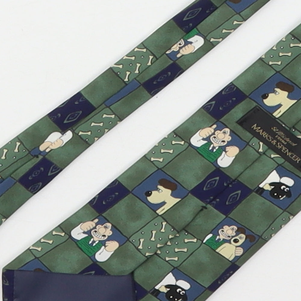 Marks and Spencer Mens Multicoloured Plaids & Checks Polyester Pointed Tie One Size - Wallace And Gromit