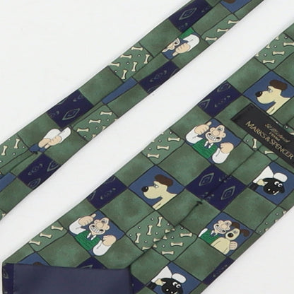 Marks and Spencer Mens Multicoloured Plaids & Checks Polyester Pointed Tie One Size - Wallace And Gromit