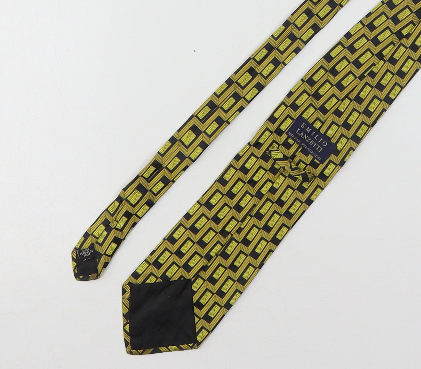Emilio Lanzetti Mens Multicoloured Geometric Silk Pointed Tie One Size