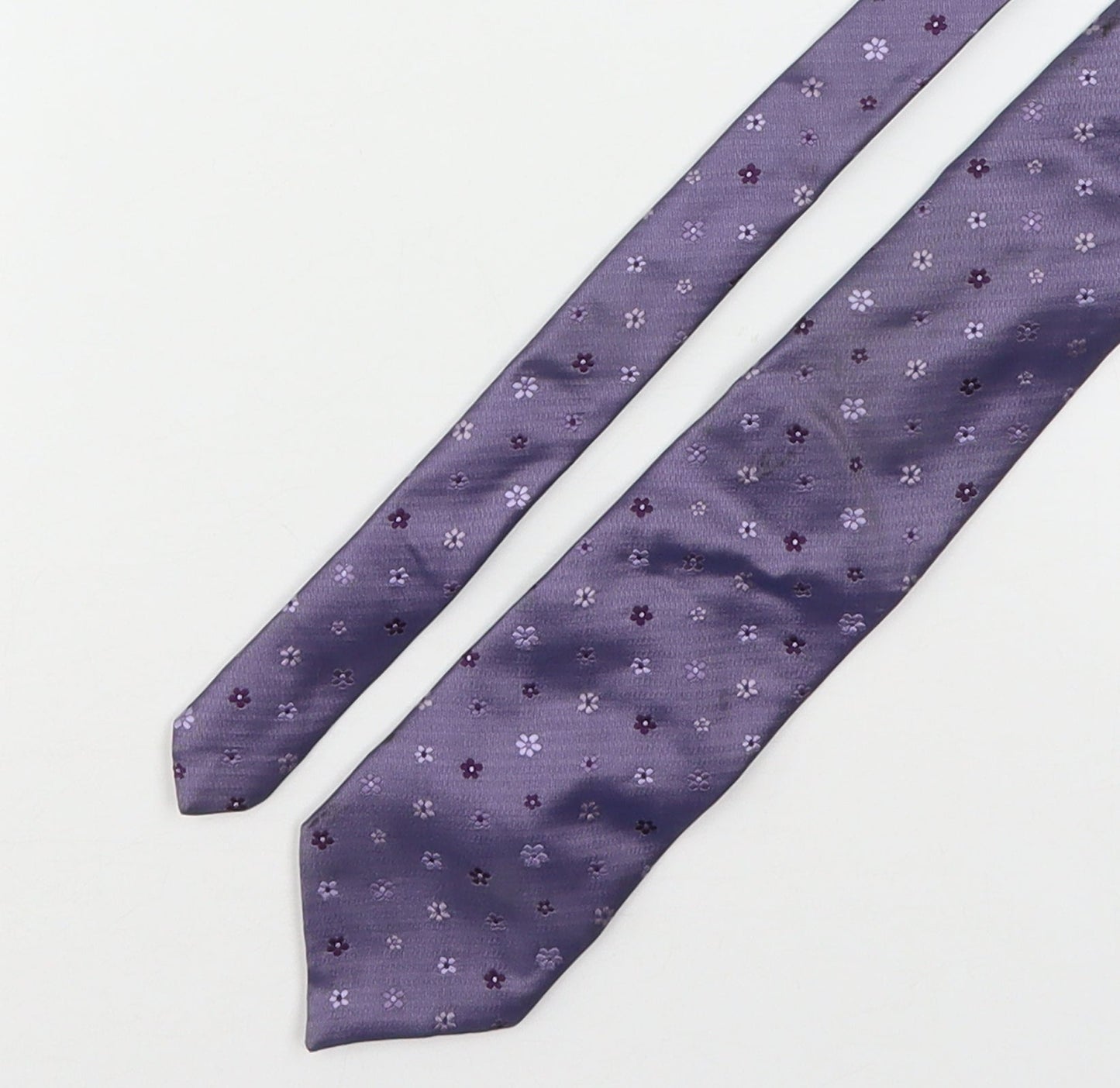 Marks and Spencer Mens Purple Floral Silk Pointed Tie One Size