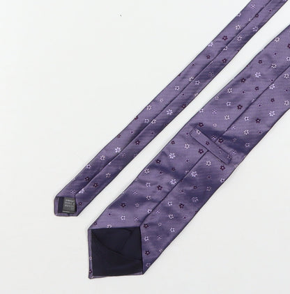 Marks and Spencer Mens Purple Floral Silk Pointed Tie One Size