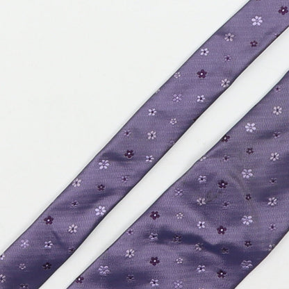 Marks and Spencer Mens Purple Floral Silk Pointed Tie One Size