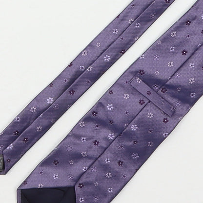 Marks and Spencer Mens Purple Floral Silk Pointed Tie One Size