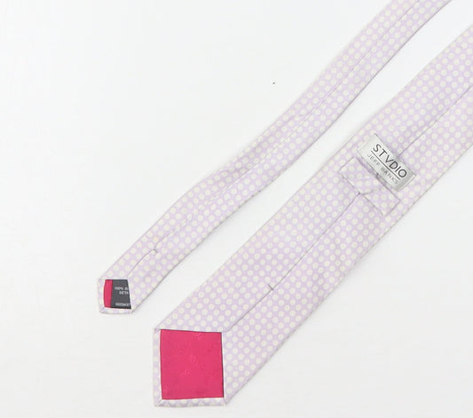 Stvdio Mens Pink Polka Dot Silk Pointed Tie One Size