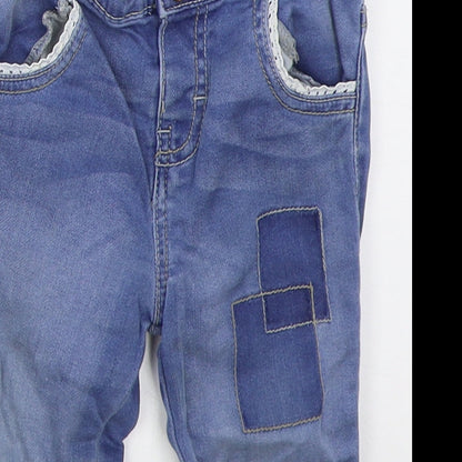 F&F Girls Blue  Cotton  Jeans Size 9-12 Months  Button