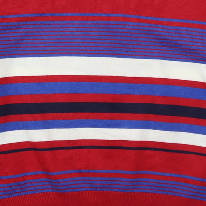 Mystify Womens Red Round Neck Striped Acrylic Cardigan Jumper Size L   - Blue