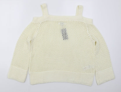 Simply Be Womens Ivory Square Neck  Acrylic Pullover Jumper Size 16