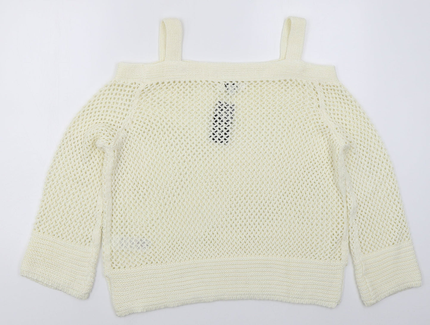 Simply Be Womens Ivory Square Neck  Acrylic Pullover Jumper Size 16
