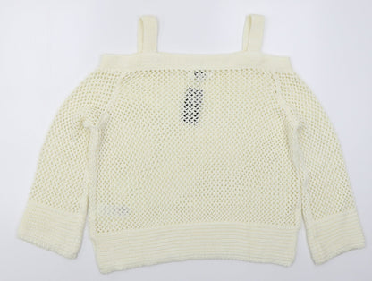 Simply Be Womens Ivory Square Neck  Acrylic Pullover Jumper Size 16
