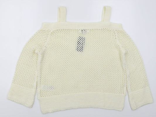 Simply Be Womens Ivory Square Neck  Acrylic Pullover Jumper Size 16