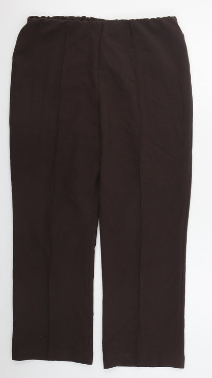 Classic Womens Brown  Polyester Trousers  Size 14 L27 in Regular