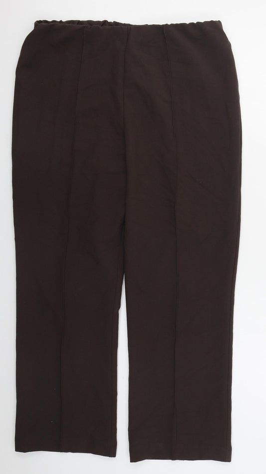 Classic Womens Brown  Polyester Trousers  Size 14 L27 in Regular