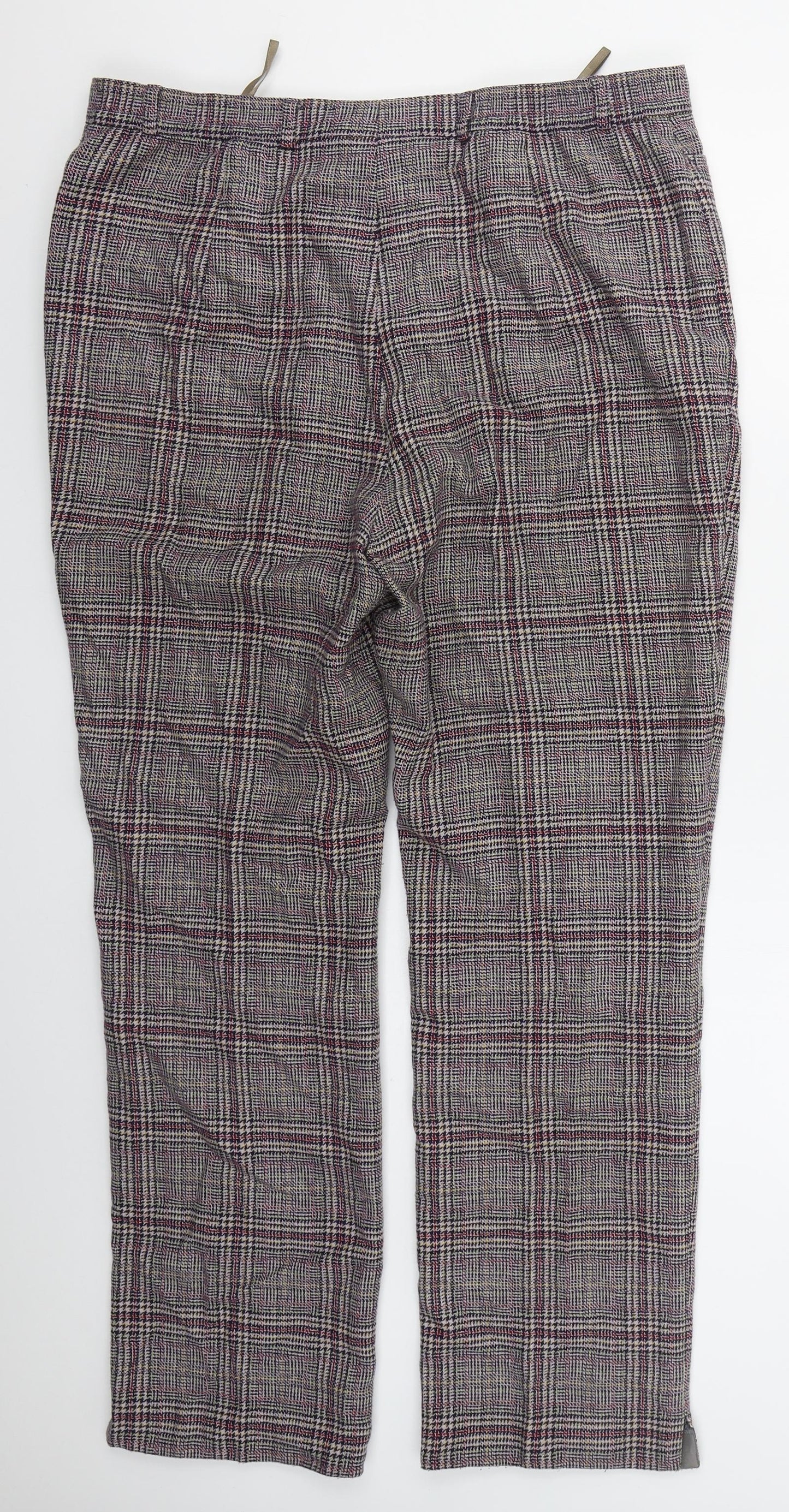 Peter Hahm Womens Purple Check Wool Trousers  Size 36 in L30 in Regular Button