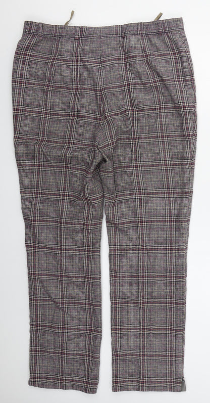 Peter Hahm Womens Purple Check Wool Trousers  Size 36 in L30 in Regular Button