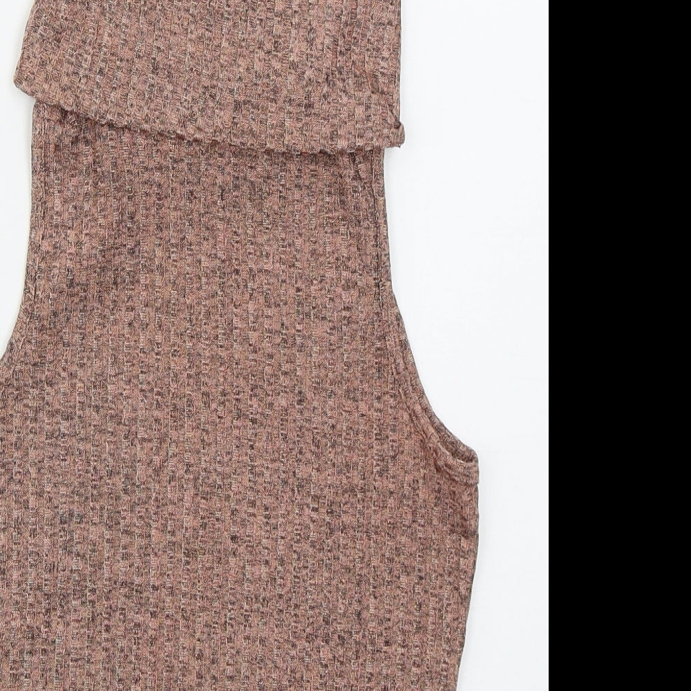 Boohoo Womens Pink  Polyester Basic Tank Size 8 Roll Neck