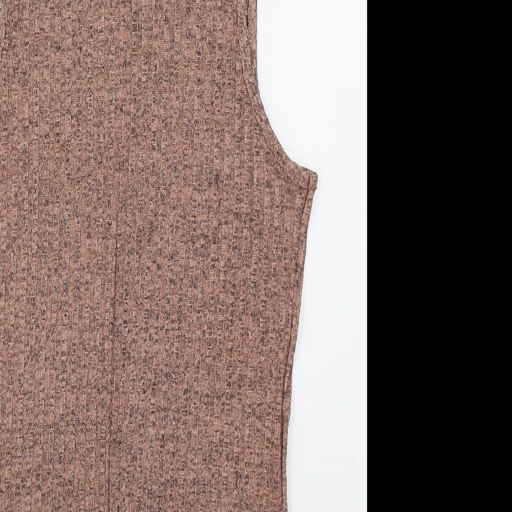 Boohoo Womens Pink  Polyester Basic Tank Size 8 Roll Neck