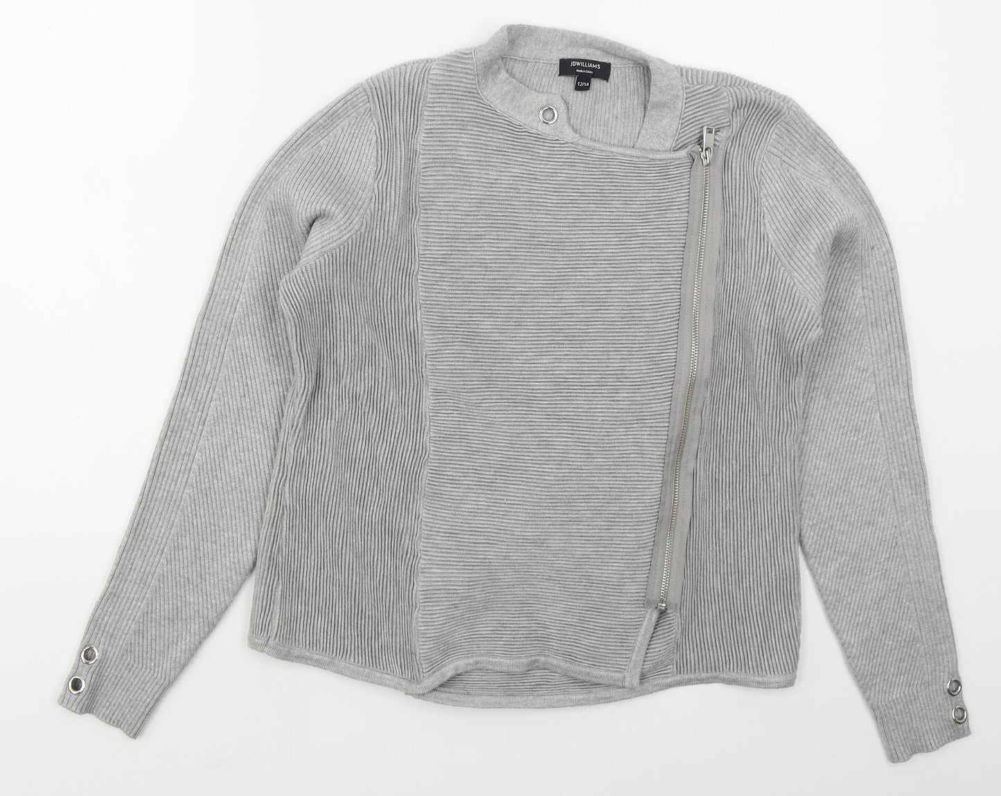 Womens UK Size 12 JD Williams Grey Full Zip Jumper