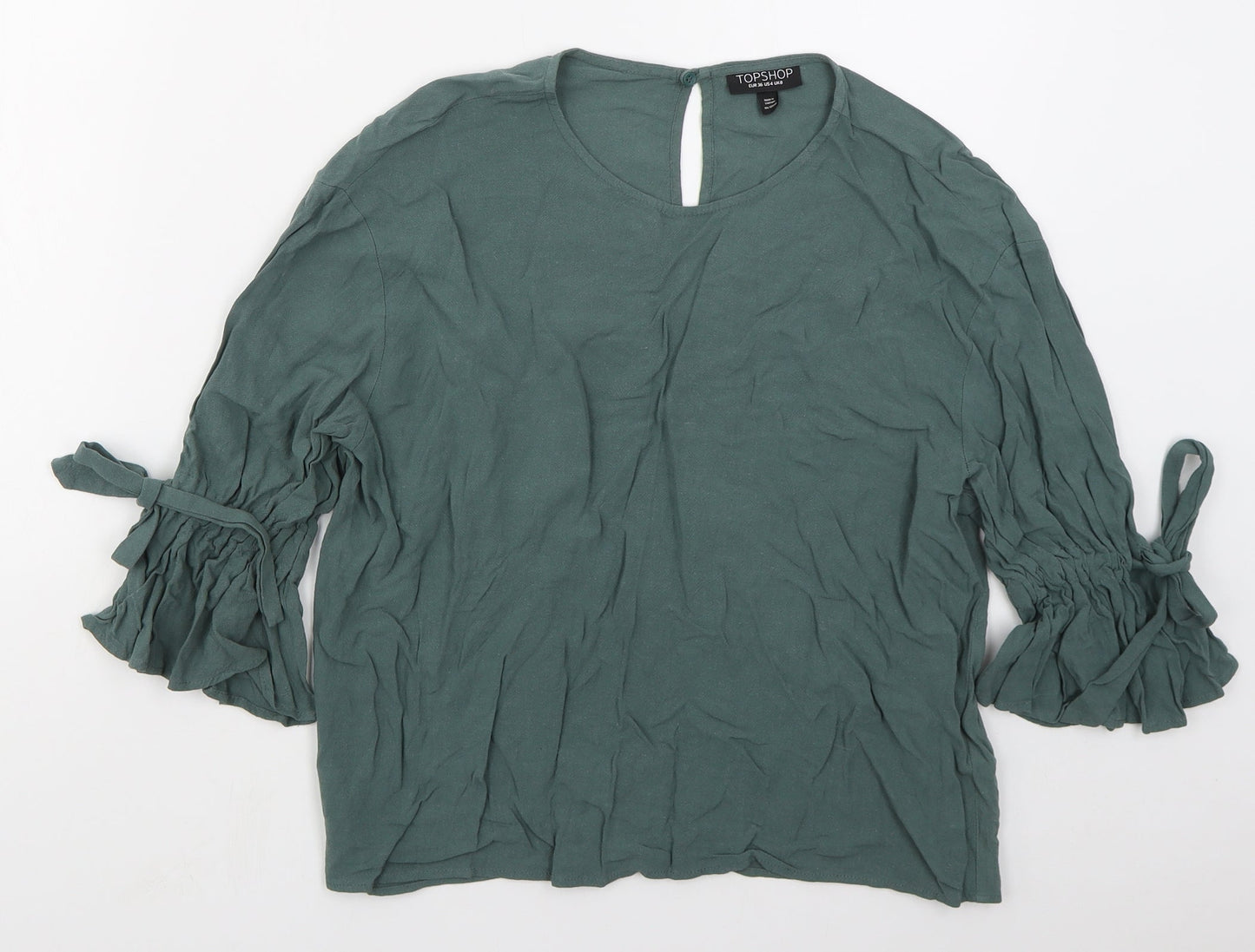 Womens UK Size 8 Topshop Green Basic Blouse