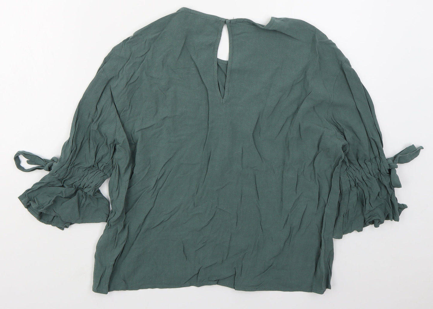 Womens UK Size 8 Topshop Green Basic Blouse