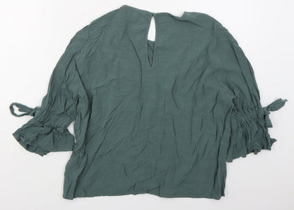 Womens UK Size 8 Topshop Green Basic Blouse
