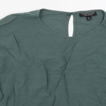 Womens UK Size 8 Topshop Green Basic Blouse