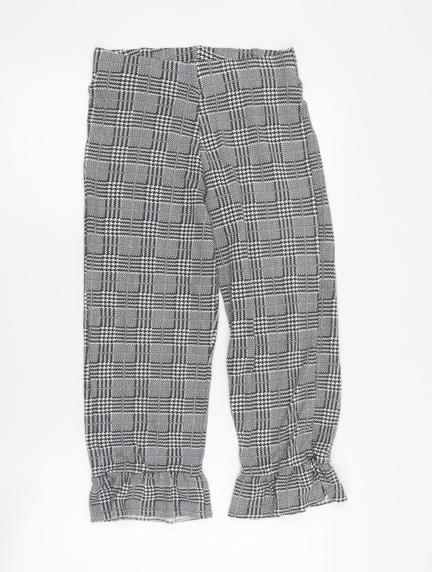 Topshop Womens Black Houndstooth Viscose Capri Trousers Size 8 L21 in Regular