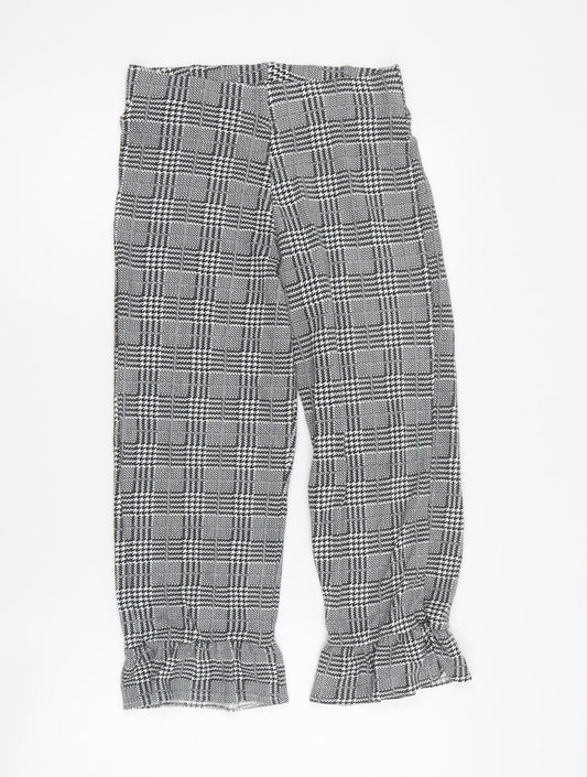 Topshop Womens Black Houndstooth Viscose Capri Trousers Size 8 L21 in Regular