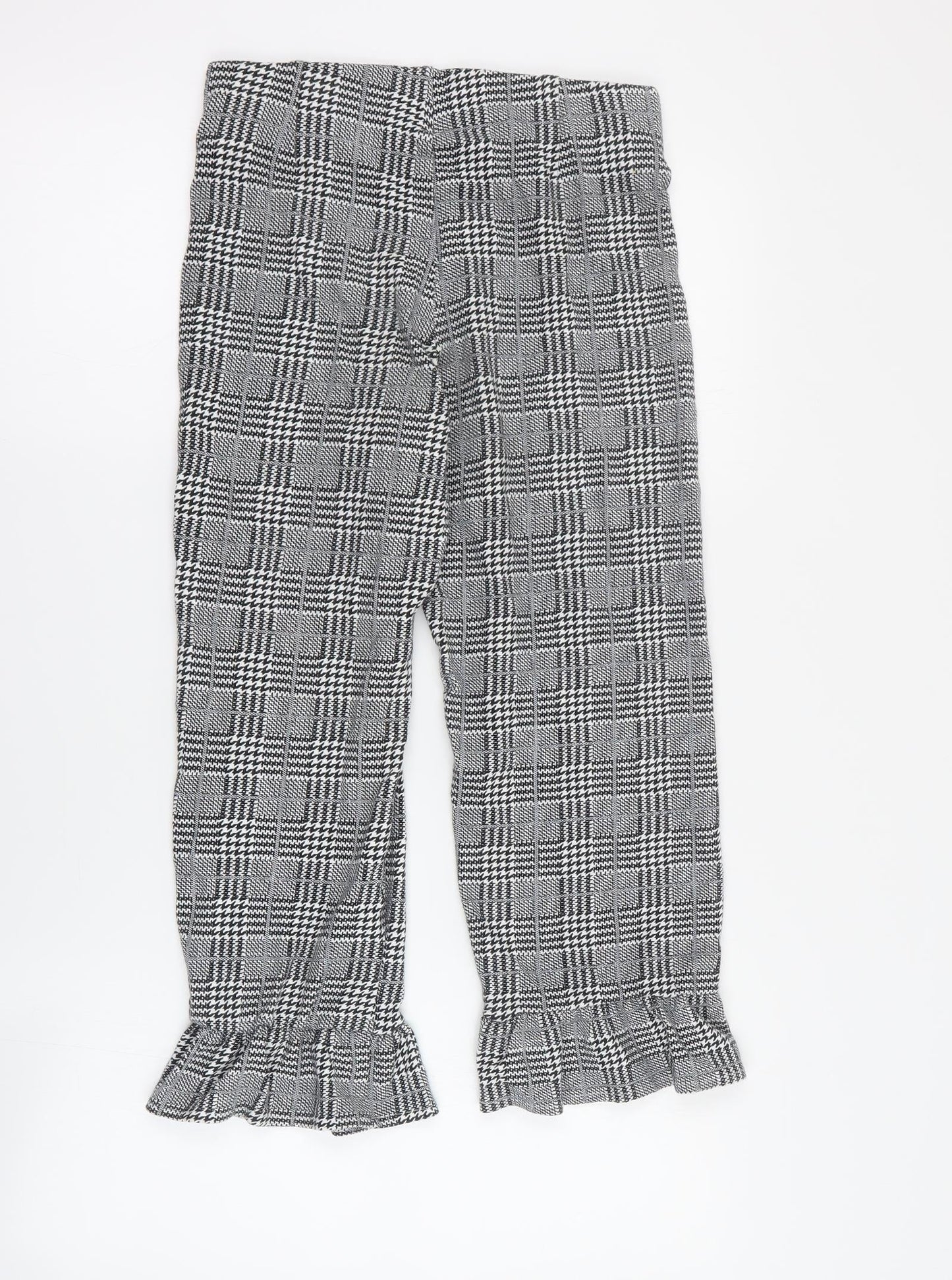 Topshop Womens Black Houndstooth Viscose Capri Trousers Size 8 L21 in Regular